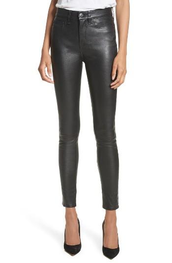 Women's Veronica Beard Kate Lambskin Leather Pants - Black