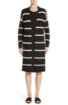 Women's Lafayette 148 New York Stripe Open Front Long Cardigan, Size - Black