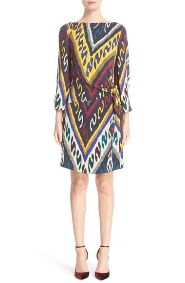 Women's Etro Ikat Print Side Knot Dress