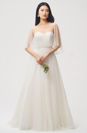 Women's Jenny Yoo Fiona Imitation Pearl Tulle Top