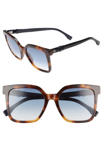 Women's Fendi 54mm Square Sunglasses - Dark Havana