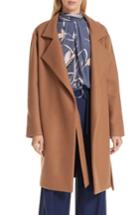 Women's Dvf Belted Wool Blend Wrap Coat - Brown