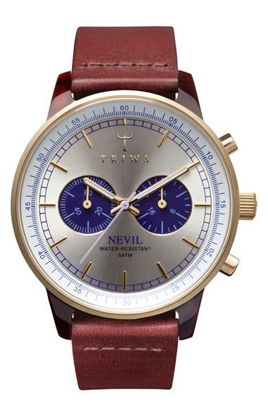 Men's Triwa 'nevil' Chronograph Leather Strap Watch, 38mm