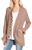 Women's Hinge Ruffle Cardigan, Size - Brown