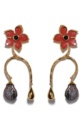 Women's Lizzie Fortunato Poinsettia Vine Drop Earrings