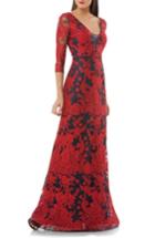 Women's Js Collections Embroidered Lace Gown - Red