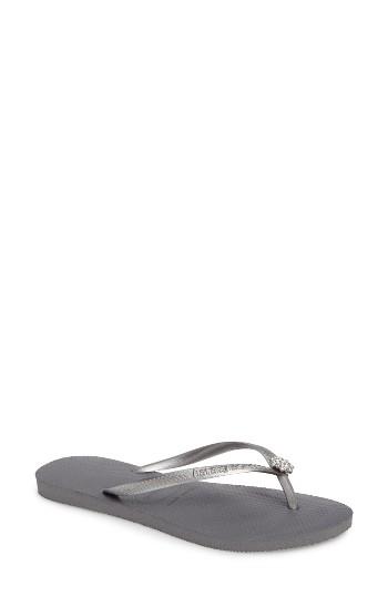 Women's Havaianas Slim Crystal Poem Flip Flop /36 Br - Grey