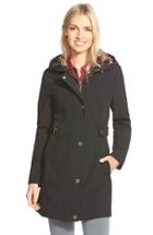 Women's Via Spiga Hooded Soft Shell Coat With Animal Print Lining - Black