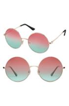 Women's Perverse Half And Half Round Sunglasses - Silver/ Red/ Green