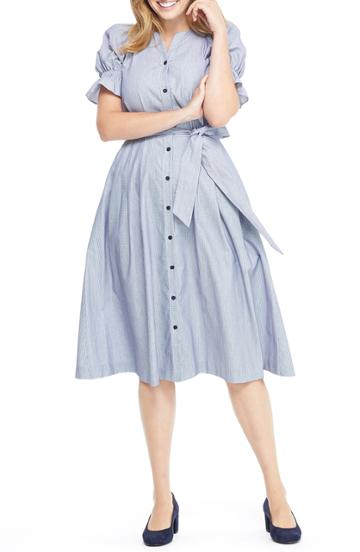 Women's Gal Meets Glam Collection Daisy Cotton Dobby Shirtdress - Blue
