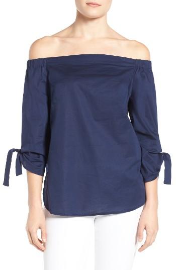 Women's Halogen Tie Sleeve Off The Shoulder Top - Blue