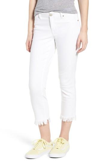 Women's 1822 Denim Fray Hem Crop Straight Leg Jeans - White