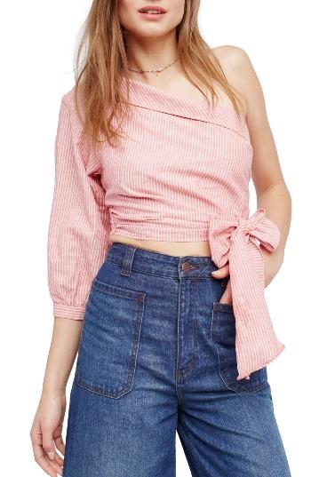 Women's Free People Get Down One Shoulder Top - Red