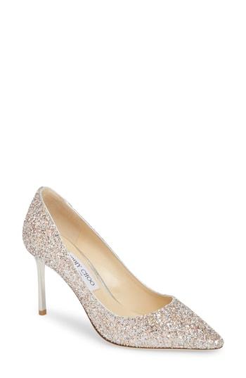 Women's Jimmy Choo Romy Glitter Pointy Toe Pump .5us / 34.5eu - Metallic
