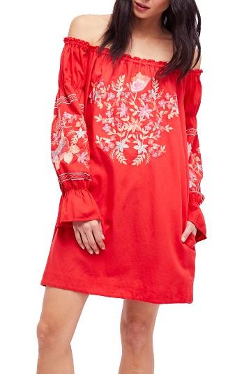 Women's Free People Fleur Du Jour Shift Dress - Red
