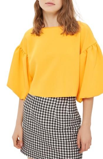 Women's Topshop Puff Sleeve Top Us (fits Like 0-2) - Orange