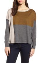 Women's Eileen Fisher Colorblock Boxy Merino Wool Sweater - Metallic
