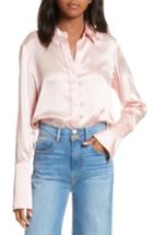 Women's Frame Long Cuff Silk Shirt - Pink