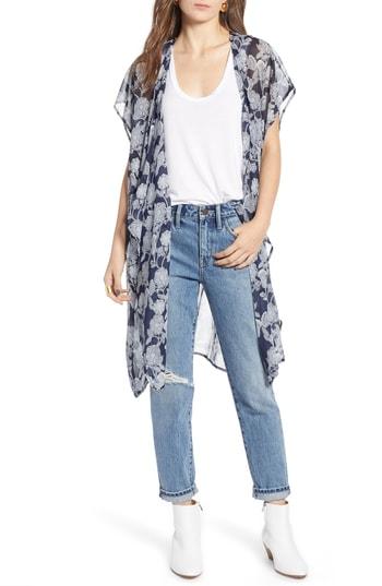 Women's Treasure & Bond Kimono Vest, Size - Black