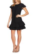 Women's Cece Claire Tiered Ruffle Dress - Black