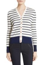 Women's Tory Burch Marcel Stripe & Floral Cotton Cardigan