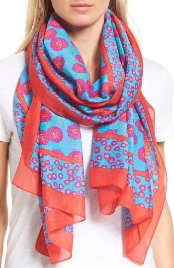 Women's Kate Spade New York Tangier Floral Cotton & Silk Oblong Scarf