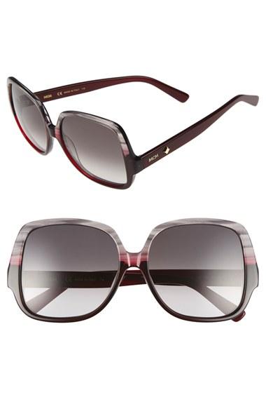 Women's Mcm 58mm Square Sunglasses - Striped Grey/ Wine