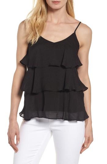 Women's Bobeau Tiered Ruffle Tank - Black