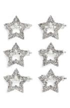 Cara Set Of 6 Crystal Star Hair Clips, Size - Metallic