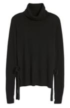 Women's Pam & Gela Distressed Turtleneck Sweater, Size - Black