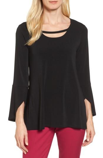 Women's Chaus Bell Sleeve Cutout Neck Top - Black