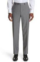 Men's Canali Micro Dot Regular Fit Flat Front Wool Trousers R - Grey