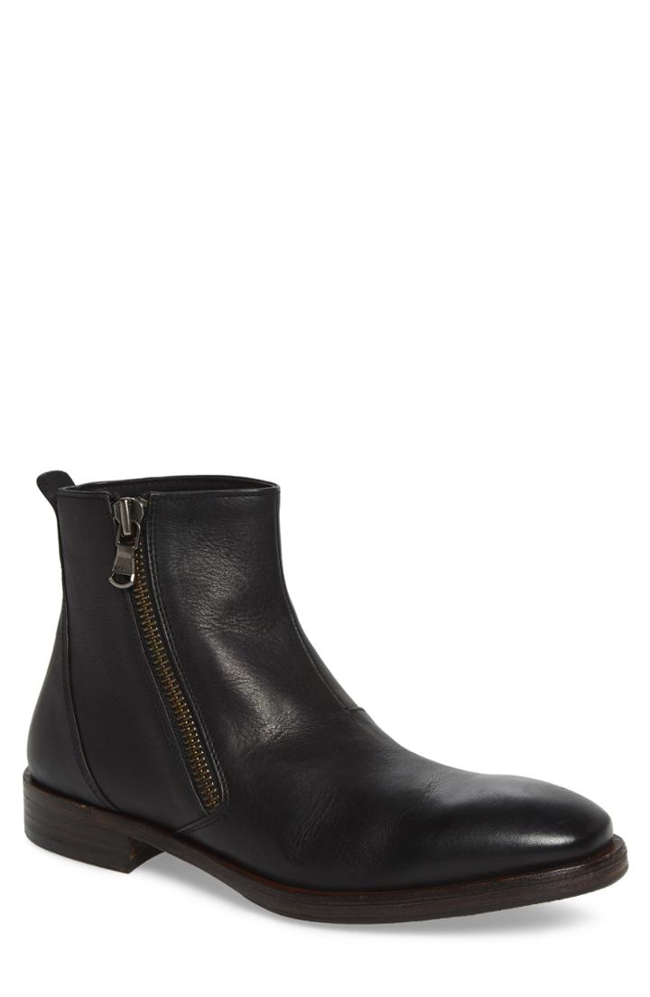 Men's John Varvatos Mid Angled Zip Boot .5 M - Black