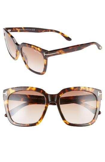 Women's Tom Ford Amarra 55mm Gradient Lens Square Sunglasses - Havana/ Gradient Brown