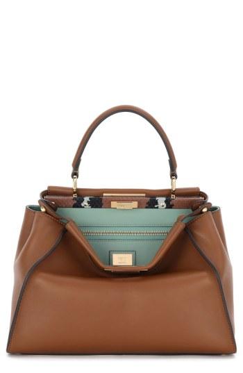 Fendi 'peekaboo' Leather Satchel With Genuine Snakeskin Trim -