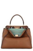 Fendi 'peekaboo' Leather Satchel With Genuine Snakeskin Trim -