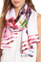 Women's Ted Baker London Esila Expressive Pansy Silk Scarf, Size - Pink