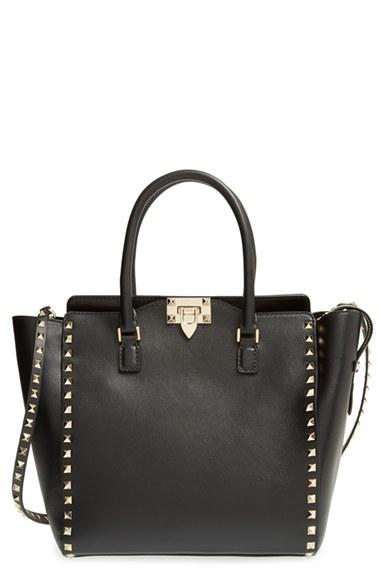 Valentino 'rockstud' Leather Double Handle Tote -