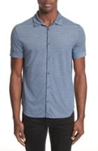 Men's John Varvatos Cotton Blend Short Sleeve Woven Shirt - Blue