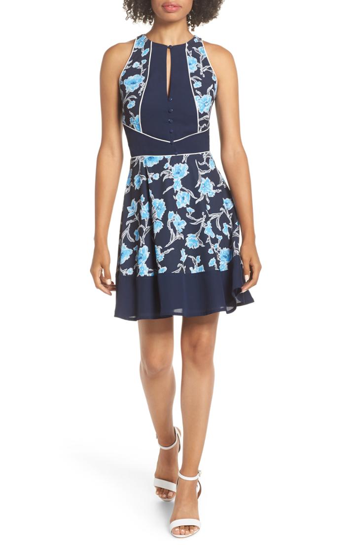 Women's Adelyn Rae Janice Print Fit & Flare Dress