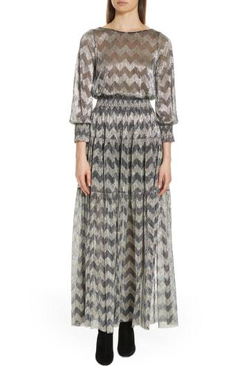 Women's Ba & Sh Grey Metallic Zigzag Maxi Dress - Grey