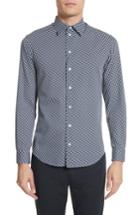Men's Emporio Armani Rectangle Print Fit Sport Shirt, Size Small - Blue