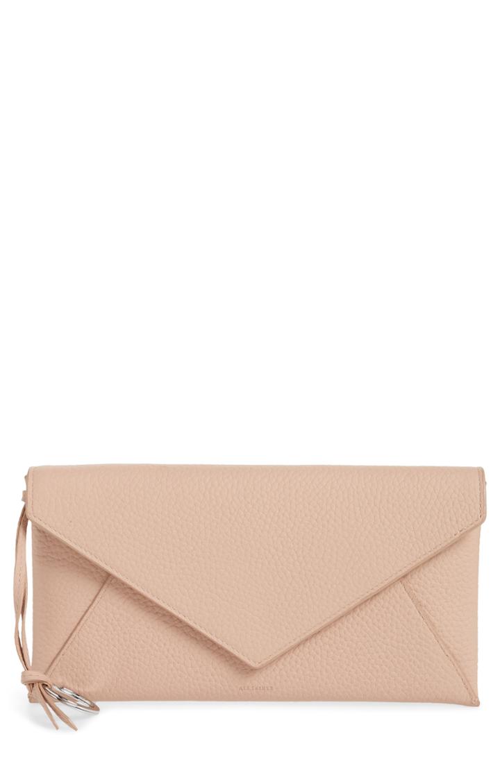 Allsaints Voltaire Large Envelope Leather Clutch - Pink