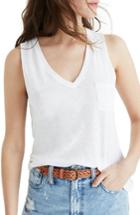 Women's Madewell Whisper Cotton V-neck Tank, Size - White