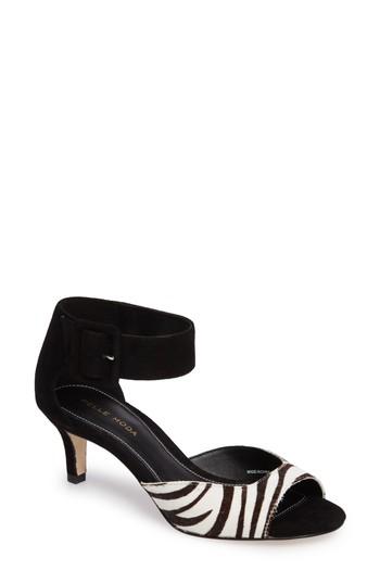 Women's Pelle Moda 'berlin' Genuine Calf Hair Sandal .5 M - Black