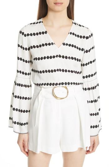 Women's Derek Lam 10 Crosby Ruffled Sleeve Silk Blouse - Black