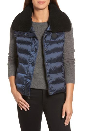 Women's Ugg Genuine Shearling Trim Down Vest - Blue