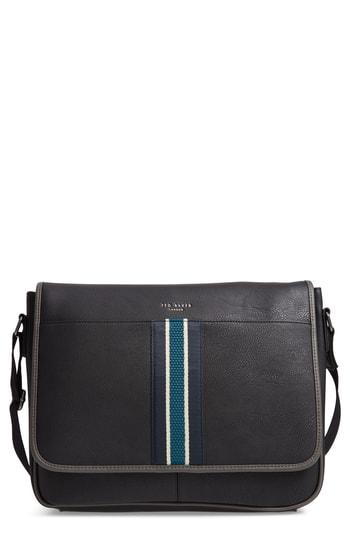 Men's Ted Baker London Kingcol Faux Leather Messenger Bag - Black