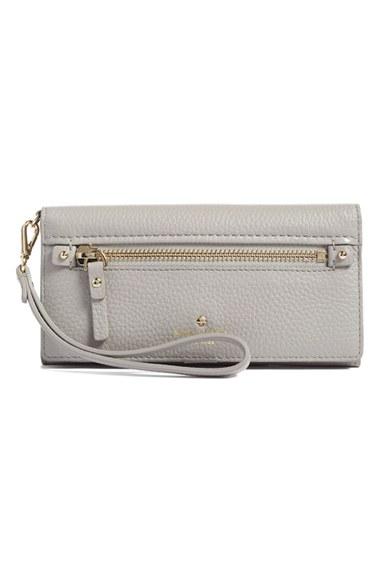 Women's Kate Spade New York 'cobble Hill - Rae' Leather Wristlet Wallet - Grey