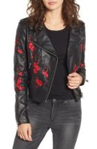 Women's Lamarque Embroidered Leather Moto Jacket